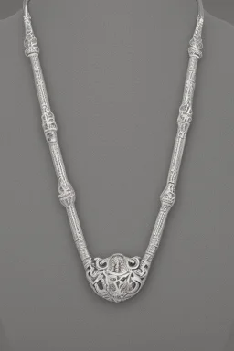 Silver embossed stra necklace containing soft crystals