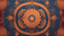 Hyper Realistic Sufi Whirling with golden & Maroon painted cloth Islamic Sufi Rustic Grungy orange Islamic pattern & navy-blue fog