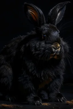 Bear + boar + rabbit hybrid, black, photograph