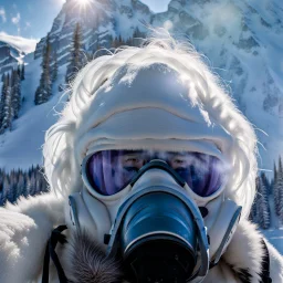 Yeti in an elastomeric respirator, Kananaskis Country