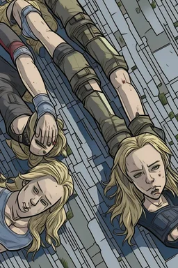 yakın 2 kız arkadaş The walking death tarzı 2D uzak uzaktan görünüm ama boydan