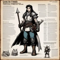 character concept sheet with AD&D statistics and characteristics, [illustration by Kevin Eastman and Peter Laird] a Punka Moxie