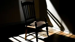 A chair with the shadow against the light source.