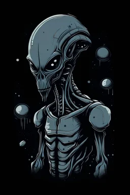 Minimalistic style paint of alien