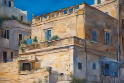 Paint with oil paint, house in malta, colour, extra ordinary details