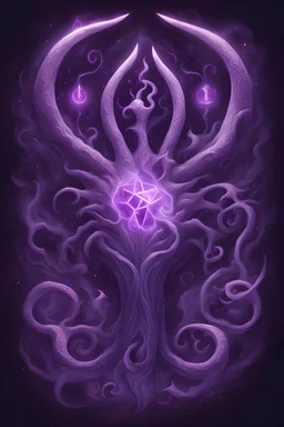 arms of with glowing eldritch glyphs on the skin as they cast a purple magic spell