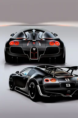 musou black painted Black Super Star Bugatti Veyron Hyper Sport, rear view