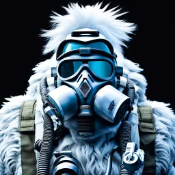 Yeti in an elastomeric respirator, Kananaskis Country, Sci Fi, post-apocolapse