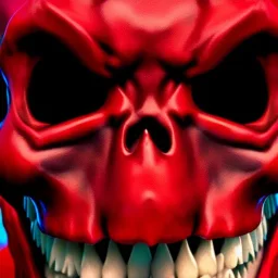 red skull of devil, teeth in nose, pixar style