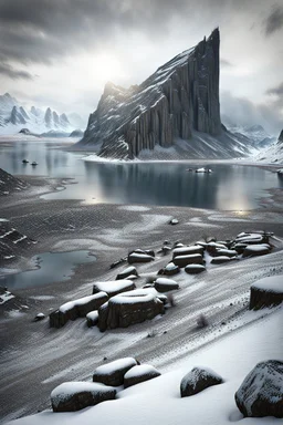 Barren and frozen realm of death, photorealistic