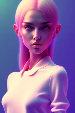 isometric clean art of super cute girl, soft lighting, soft pastel gradients, high definition, 3d icon clay render, blender 3d