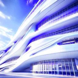 Zaha Hadid style building white cream 8k digital art