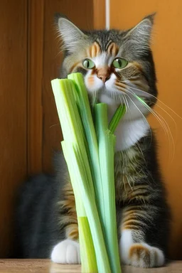 cat and celery sticks