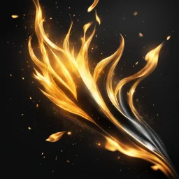 Hyper Realistic sparkling-golden-flame on jet-black background with dramatic-&-cinematic-ambiance.