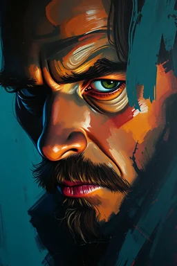 Beautiful Impressionist painting of a dark dramatic character, Fusion between Jeremy Mann and Marta Dahlig and Daniel F Gerhartz, Annie Leibovitz, Long shot –v 4