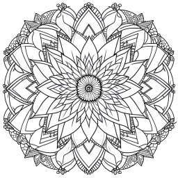 FLORA, mandala coloring sheet , Draw clean lines in a 3:4 aspect ratio on a white background, embracing minimalistic black lines and low-level black colors. Craft a coloring page with perfect, clear lines, avoiding repeated images, sketching, and thick black colors.