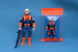 packaging label Mike pence g.i. joe toy With a gun space force Blue cloth uniform action figure, fluorescent orange, whole body