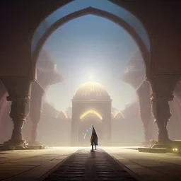 A magic door opening to a Giant mosque , high quality, high details , hd, hyper realistic, magic style ,