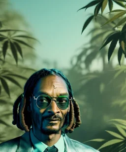 Snoop Dogg, weed, dollars, jungle background, hyper realistic