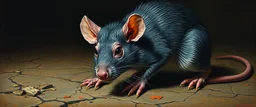 sad anxious rat lurks here.., painted by Rembrandt, Escher and Giger