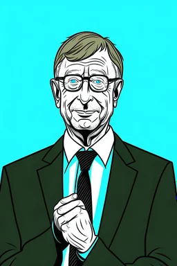 Bill Gates CEO, formerly Microsoft , cartoon 2d