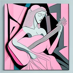 picasso Neoclassicism pink woman and guitar more lines realistic