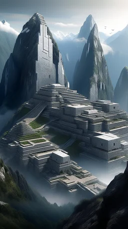 futuristic sci fi city, Machu Picchu