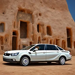 A Tesla semi-truck is parked, in 'Jemaa el-Fnaa', in Marrakesh. CINEMATIC. WIDE ANGLE LENS.