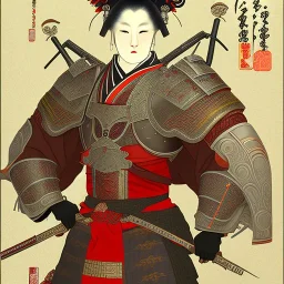 Ukiyo-e Style , Male Samuri in armour