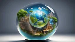 my world in a glass ball, 3D, hyper-detailed