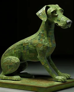 An olive green Cyber Ridgeback designed in ancient Greek mosaics painted by John Atkinson Grimshaw