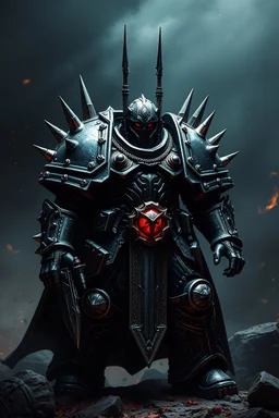 dark souls like armour with spikes blendend with warhammer 40k chaos space marine