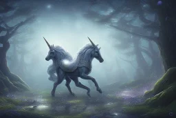 unicorn in the night forest