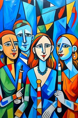 picasso style cubism 5 people