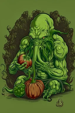 cthulhu eating an apple.