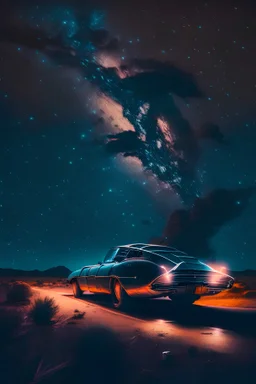 cinematic car under the night sky