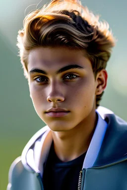 Extremely rich teen guy portrait 2070s