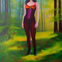 Full body portrait, painting, medium shot lady Forestpunk