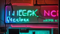 hackercafe with neon lights