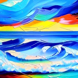 ocean wavers!! Neo-impressionism expressionist style oil painting :: smooth post-impressionist impasto acrylic painting :: thick layers of colorful textured paint.