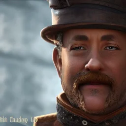 Tom Hanks steam punk character very detailed cinematic unreal engine photo realistic