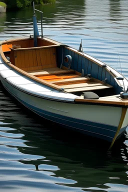 a small boat with motor.