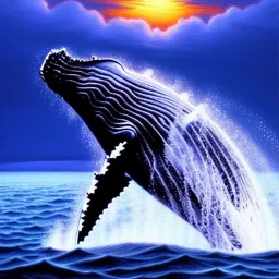 beautiful humpback whale jumping out of turbulent ocean water, stunning, magnificant, sunset sky, 8k resolution, high-quality, fine-detail, detailed matte, photography, illustration, digital art, brian froud, howard lyon, greg rutowski, Anne Dittman, Anne Stokes,