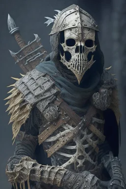 a human bandit with armor made from bone