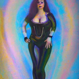 Full body portrait, painting, medium shot lady Hexatron