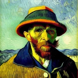 Portrait of OLd Galician Fishermen, wearing bucket hat, long beard, by Van Gogh 8k