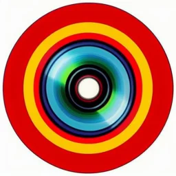 Album art cover, fisheye effect, light, flat shapes, abstract