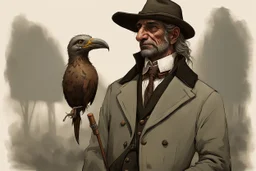 arafed man bird wearing a hat and jacket with a long beak, vintage, from witcher (2021), portrait photoreal, taking tobacco snuff, trending on artstatio, from the game pathologic 2, 2 0 1 4. modern attire, thomas