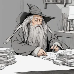 Gandalf doing his taxes.