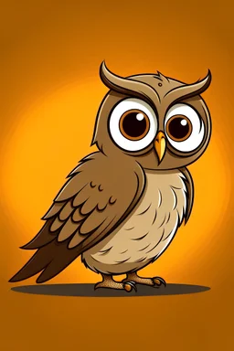 Cartoon owl facing away looking back over its shoulder